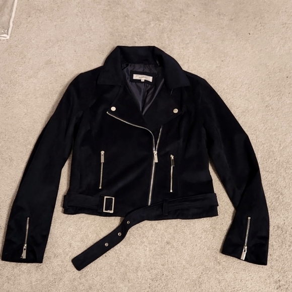 Wildflower navy faux suede moto jacket - Picture 3 of 12